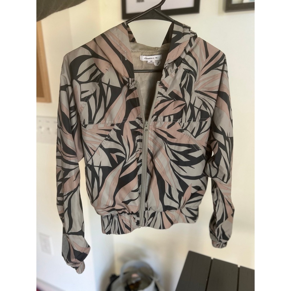 O'Neill zip up palm tree summer jacket windbreaker women's xs